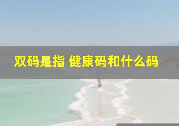 双码是指 健康码和什么码